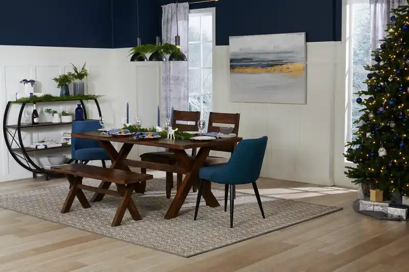 Chaise de salle à manger en tissu aspect lin