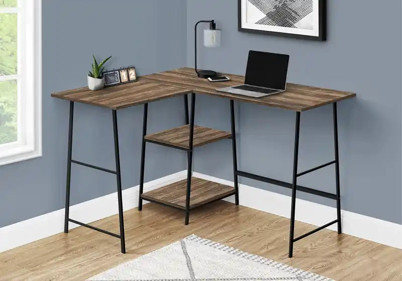 Bureau d'angle en L de 42 pouces avec étagères