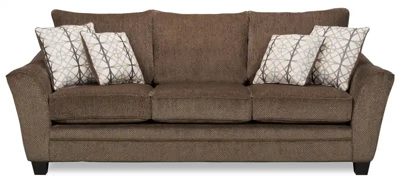 Canapé-lit condo grand format en tissu chenille anthracite avec accoudoirs évasés