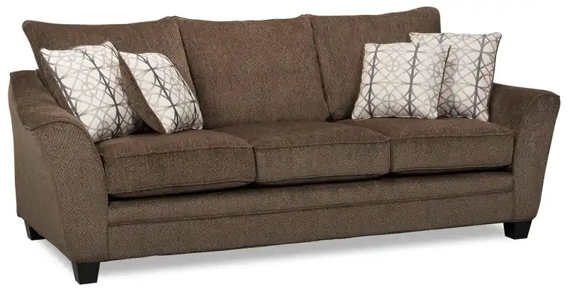 Canapé-lit condo grand format en tissu chenille anthracite avec accoudoirs évasés