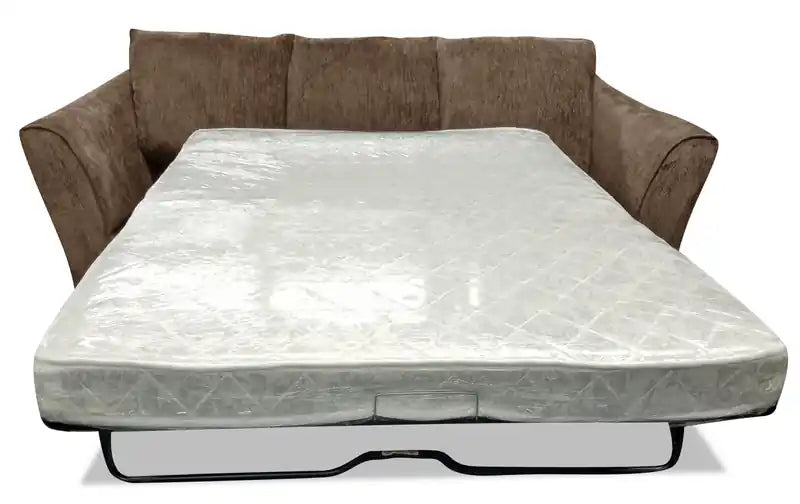 Canapé-lit condo grand format en tissu chenille anthracite avec accoudoirs évasés