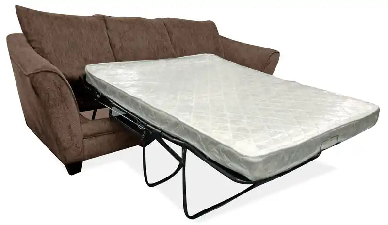 Canapé-lit condo grand format en tissu chenille anthracite avec accoudoirs évasés