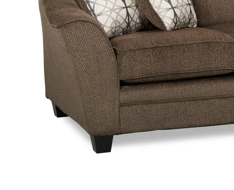 Canapé-lit condo grand format en tissu chenille anthracite avec accoudoirs évasés