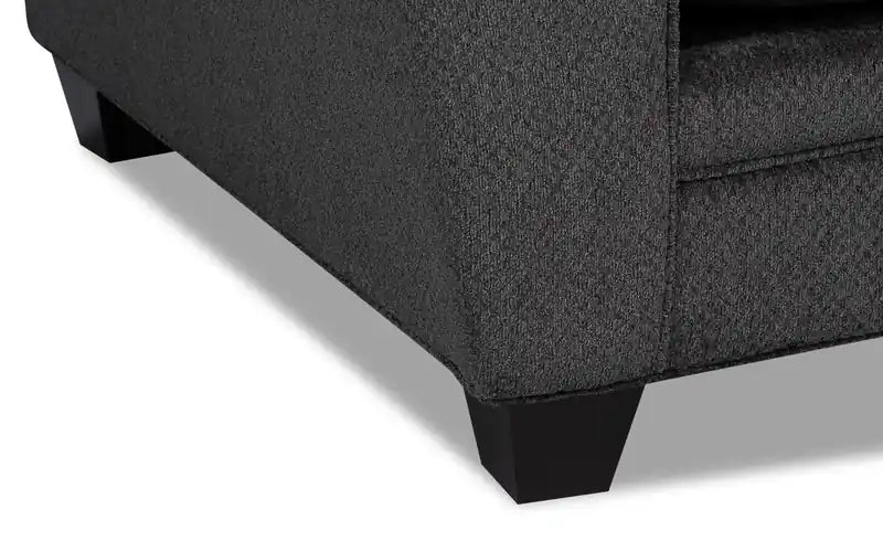 Canapé-lit condo grand format en tissu chenille anthracite avec accoudoirs évasés