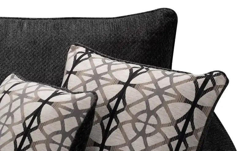 Canapé-lit condo grand format en tissu chenille anthracite avec accoudoirs évasés