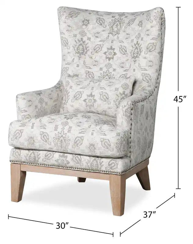 30 Fauteuil d'appoint en similicuir suédé avec base en bois et garniture cloutée - Walks Dove Grey