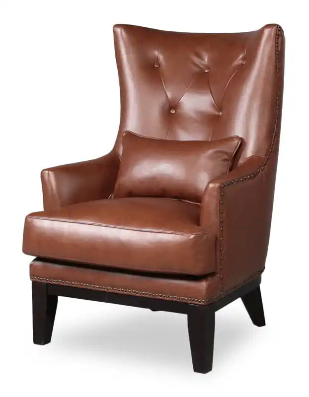 30 Fauteuil d'appoint en similicuir suédé avec base en bois et garniture cloutée - Walks Dove Grey