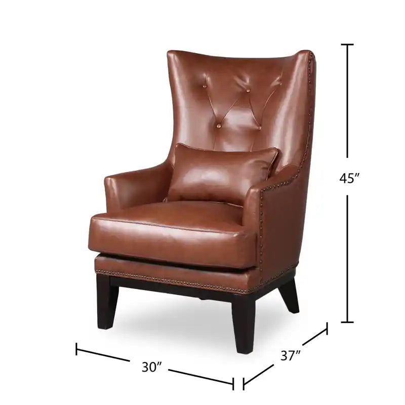 30 Fauteuil d'appoint en similicuir suédé avec base en bois et garniture cloutée - Walks Dove Grey