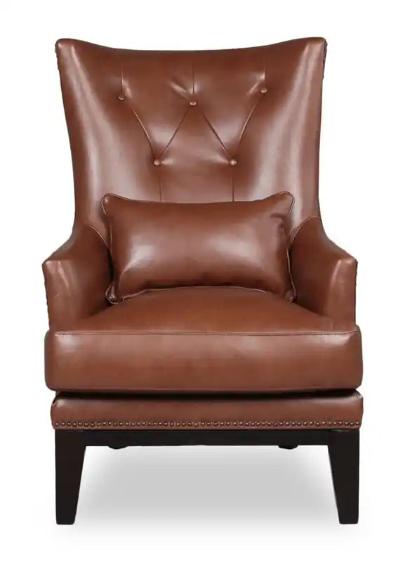 30 Fauteuil d'appoint en similicuir suédé avec base en bois et garniture cloutée - Walks Dove Grey