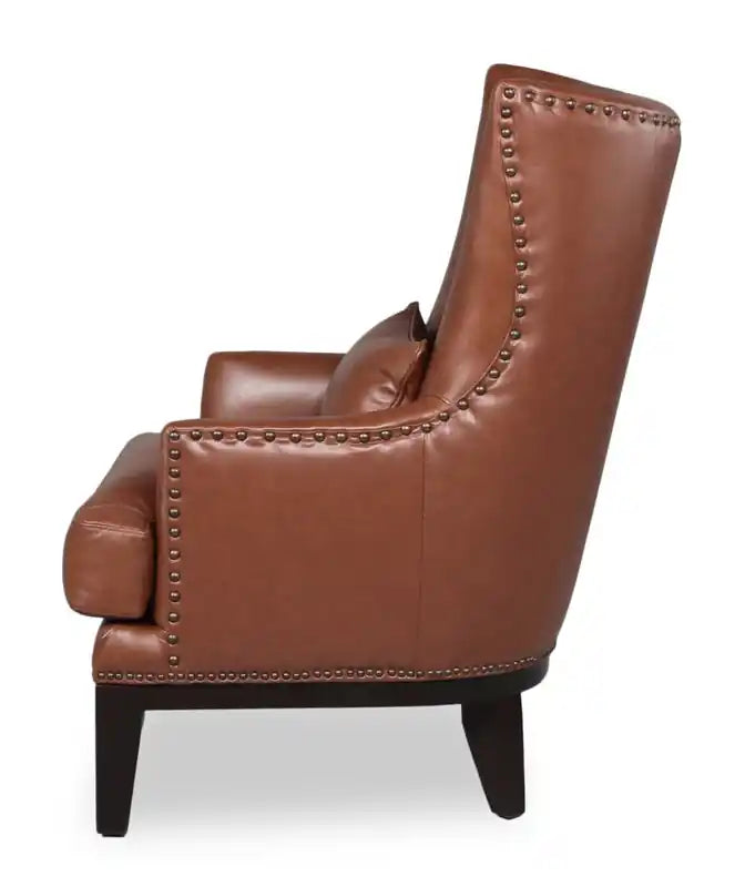 30 Fauteuil d'appoint en similicuir suédé avec base en bois et garniture cloutée - Walks Dove Grey
