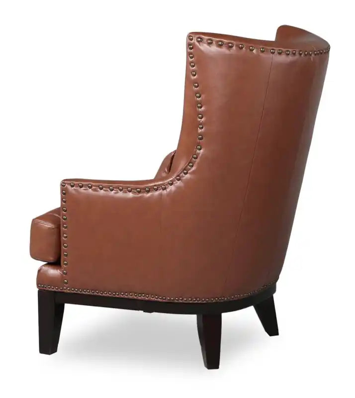 30 Fauteuil d'appoint en similicuir suédé avec base en bois et garniture cloutée - Walks Dove Grey