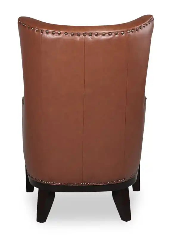 30 Fauteuil d'appoint en similicuir suédé avec base en bois et garniture cloutée - Walks Dove Grey