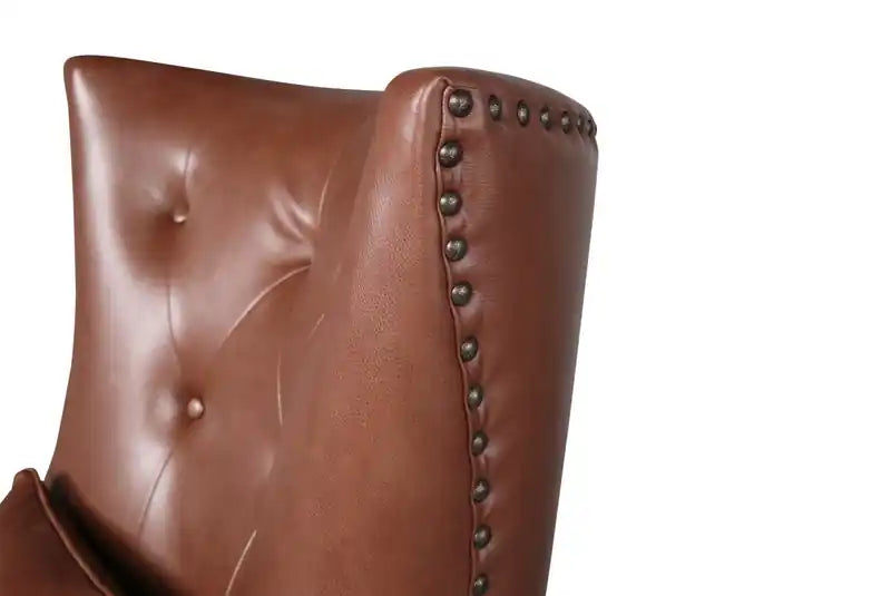 30 Fauteuil d'appoint en similicuir suédé avec base en bois et garniture cloutée - Walks Dove Grey