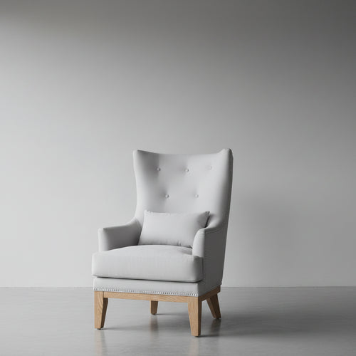 Haden 30 Faux Suede Fabric Accent Chair with Wood Base and Nailhead Trim - Walks Dove Grey
