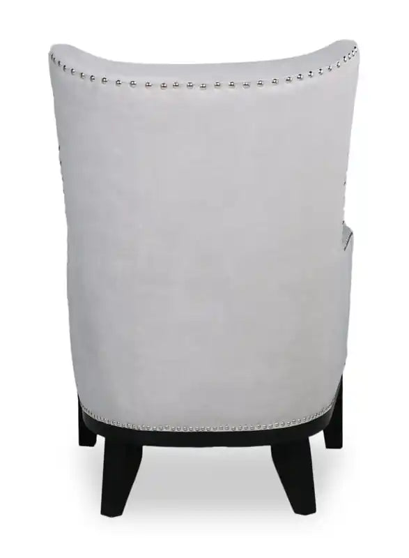 30 Fauteuil d'appoint en similicuir suédé avec base en bois et garniture cloutée - Walks Dove Grey