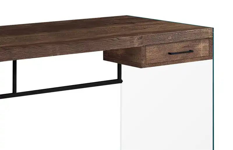 48 Bureau avec tiroir - Marron avec base en verre