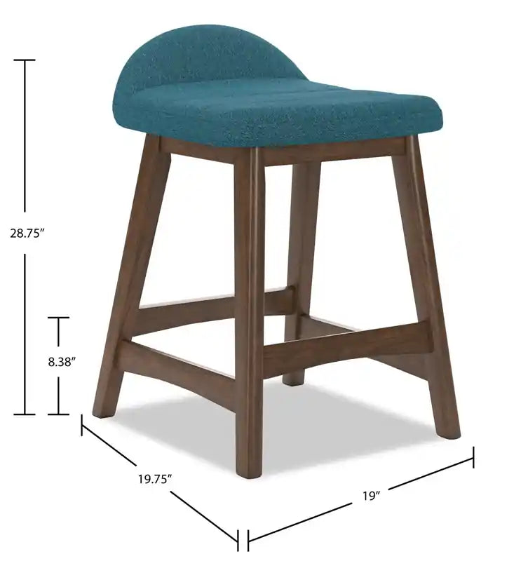 Tabouret de comptoir en tissu aspect lin, 24 po H