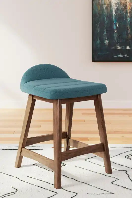 Tabouret de comptoir en tissu aspect lin, 24 po H