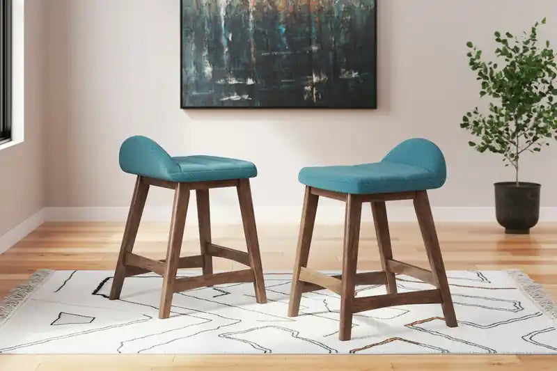 Tabouret de comptoir en tissu aspect lin, 24 po H