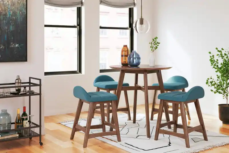 Tabouret de comptoir en tissu aspect lin, 24 po H