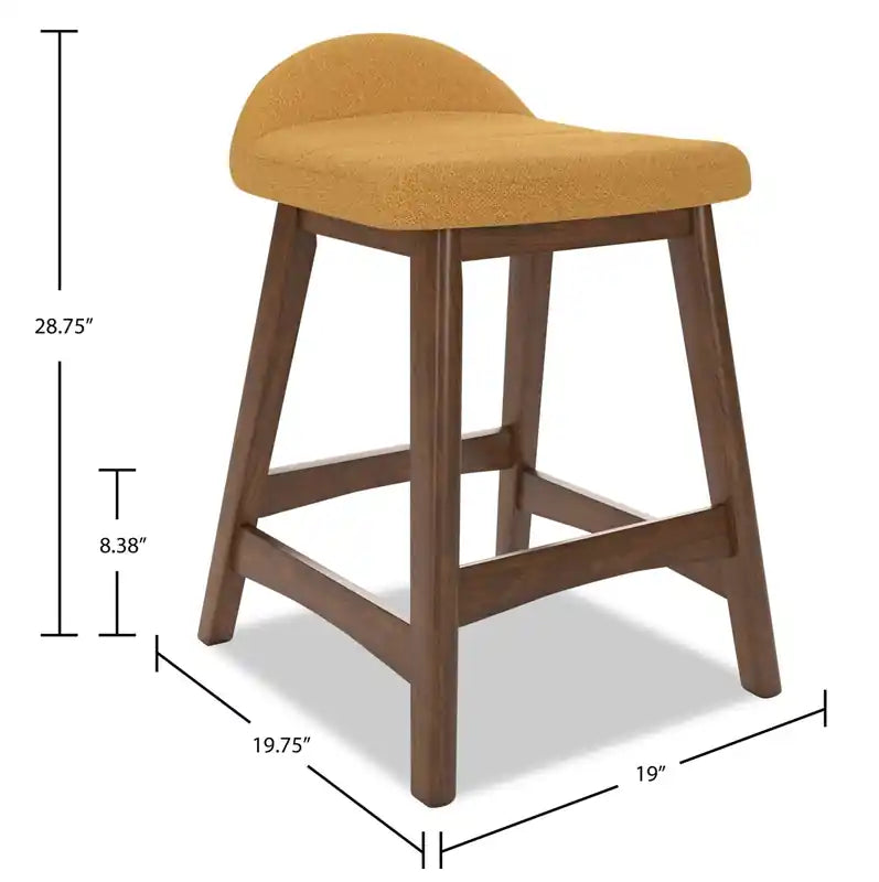 Tabouret de comptoir en tissu aspect lin, 24 po H