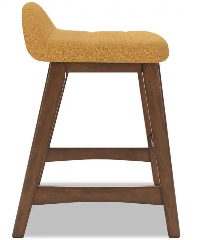 Tabouret de comptoir en tissu aspect lin, 24 po H
