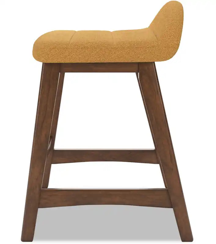 Tabouret de comptoir en tissu aspect lin, 24 po H