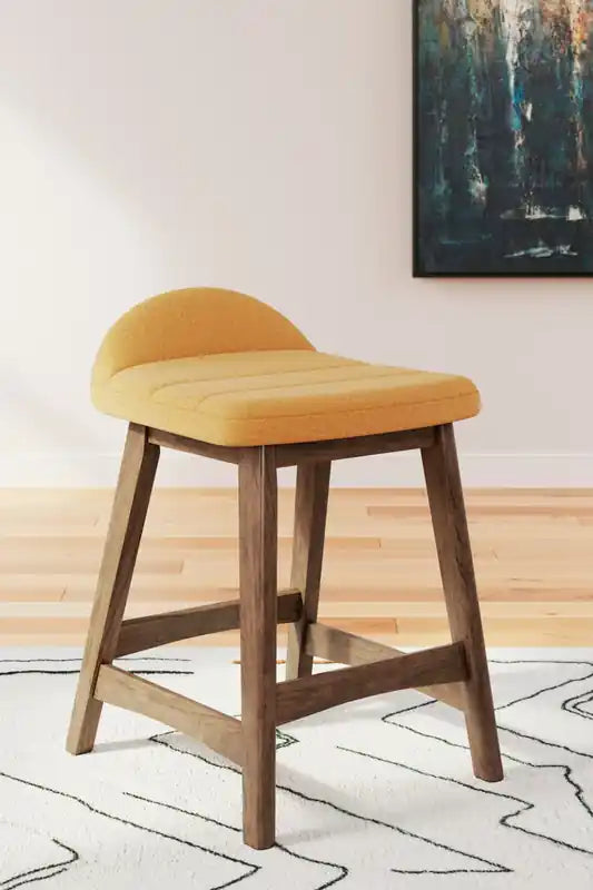 Tabouret de comptoir en tissu aspect lin, 24 po H