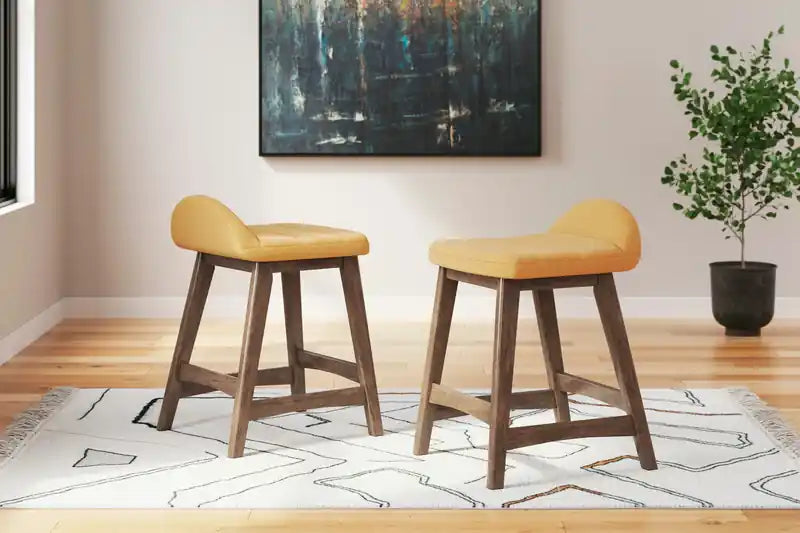 Tabouret de comptoir en tissu aspect lin, 24 po H