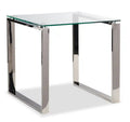 Metro 21.5 Modern Glass Top End Table - Silver with Metal Legs