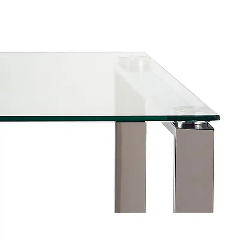 21,5 Table d'appoint moderne en verre - Argent avec pieds en métal