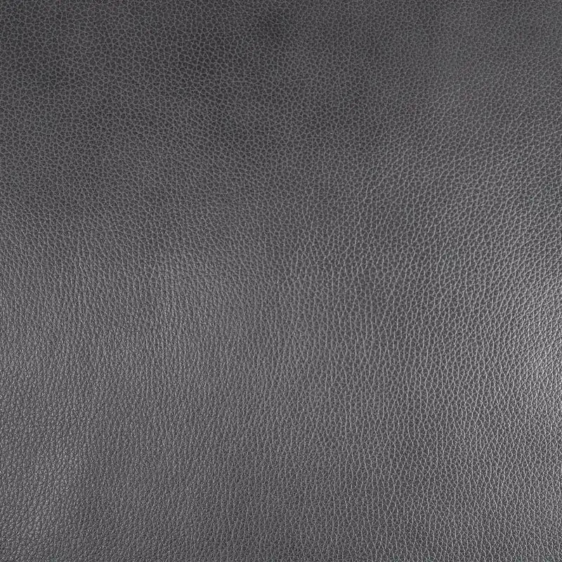31 Pouf en cuir véritable avec surpiqûres en losanges et pieds en bois – Gris anthracite