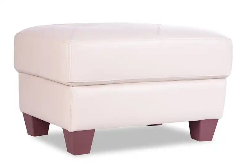 31 Pouf en cuir véritable avec surpiqûres en losanges et pieds en bois – Gris anthracite