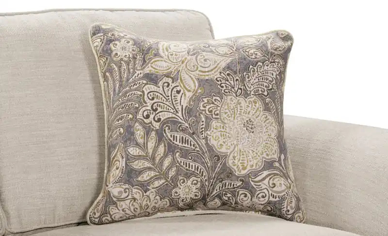 Causeuse en tissu chenille 70 po avec clous décoratifs et pieds tournés en bois