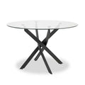 Zoe Dining Table with Glass Top, Metal Geometric Base, 47W Round