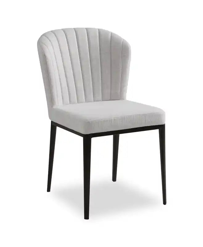 Chaise de salle à manger en tissu polyester et capitonnage à canaux