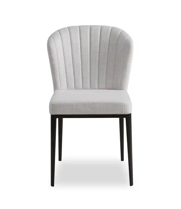 Chaise de salle à manger en tissu polyester et capitonnage à canaux