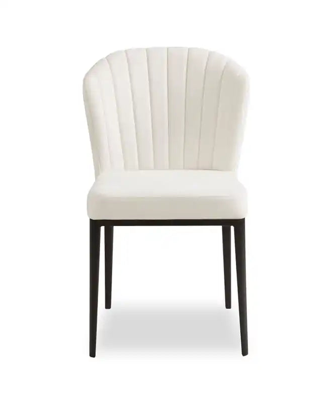 Chaise de salle à manger en tissu polyester et capitonnage à canaux